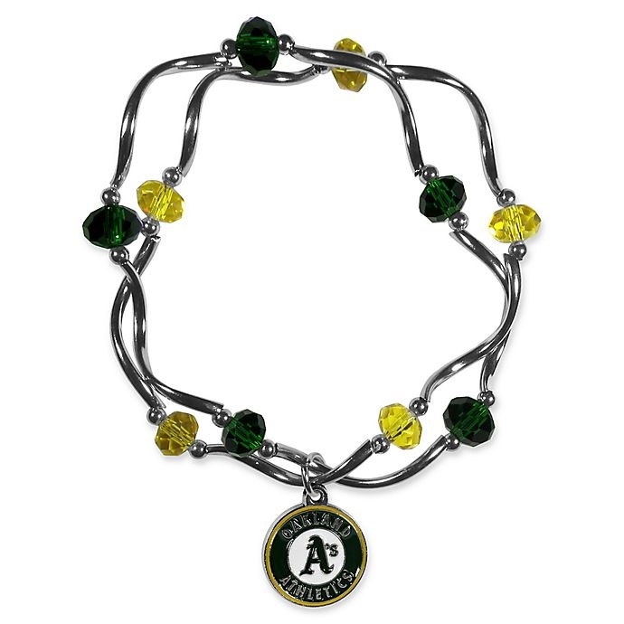 slide 1 of 1, MLB Oakland A's Double Strand Stretch Bead Bracelet, 1 ct