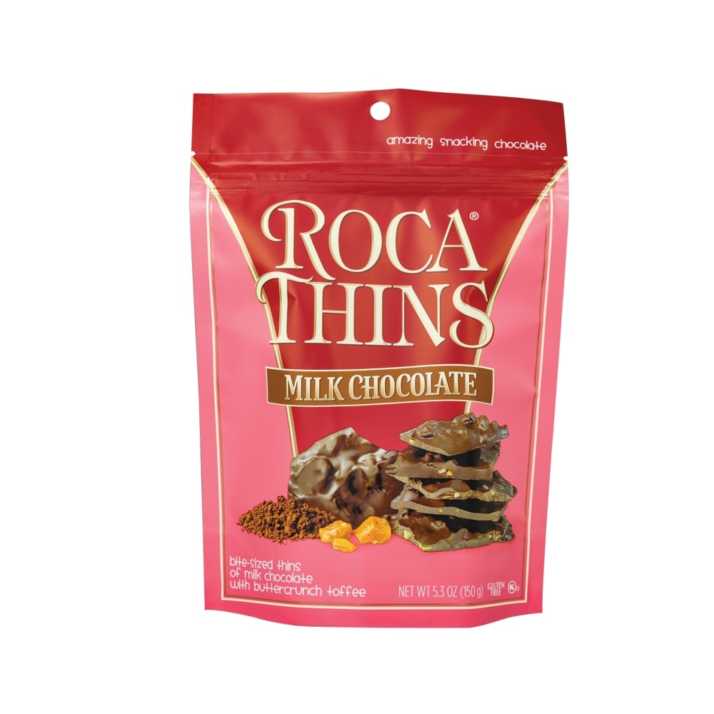 slide 1 of 1, ROCA Thins Toffee Buttercrunch Milk Chocolate Pouch, 5.3 oz