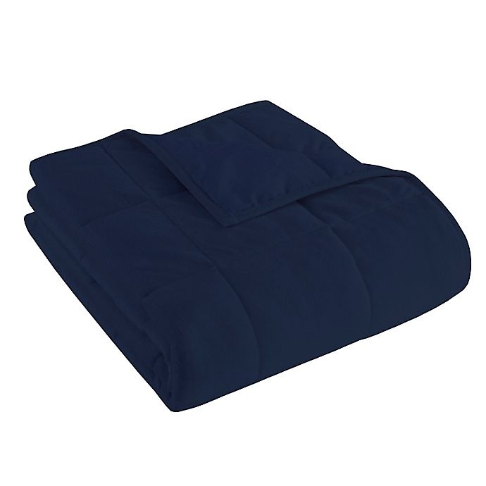 slide 1 of 2, Morgan Home Faux Mink Weighted Blanket - Navy, 12 lb