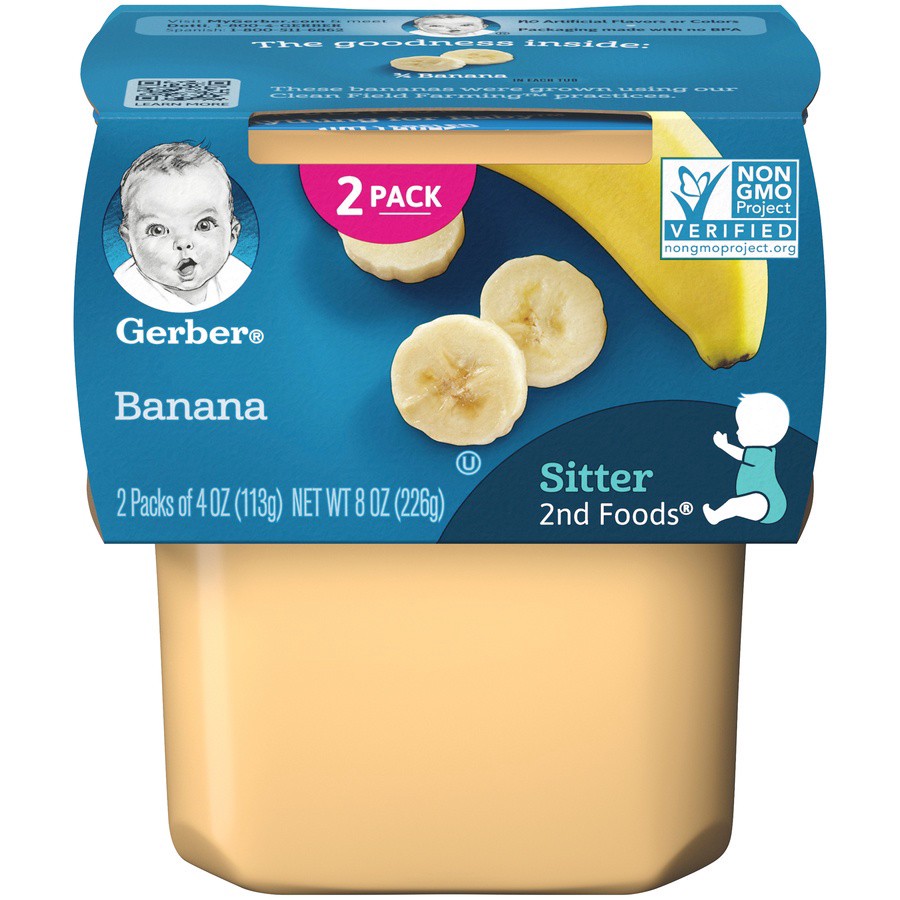 slide 6 of 6, Gerber 2nd Foods Natural for Baby Baby Food, Banana Tubs, 2 ct; 8 oz