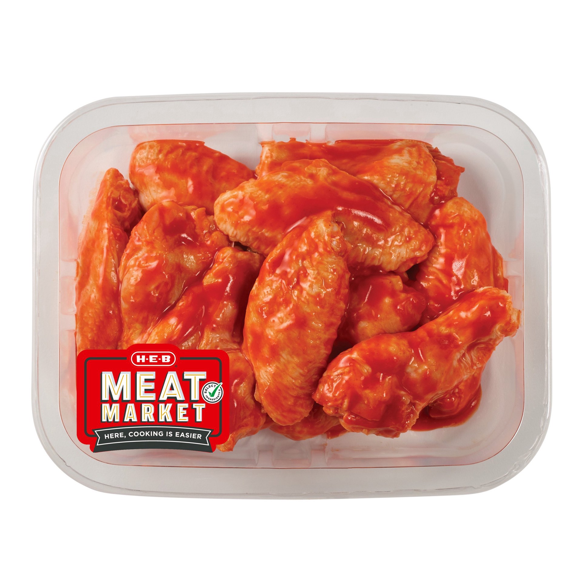slide 1 of 1, H-E-B Meat Market Marinated Chicken Hot Wings (Sold Cold), per lb