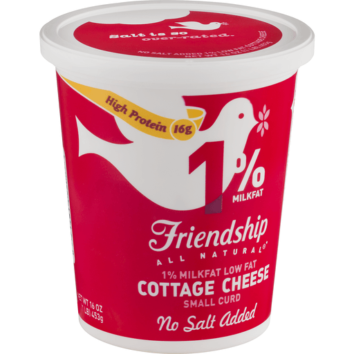 slide 2 of 9, Friendship Dairies Low Fat Small Curd 1% Milkfat No Salt Added Cottage Cheese, 16 oz