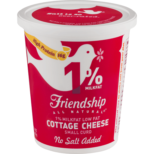 slide 1 of 9, Friendship Dairies Low Fat Small Curd 1% Milkfat No Salt Added Cottage Cheese, 16 oz