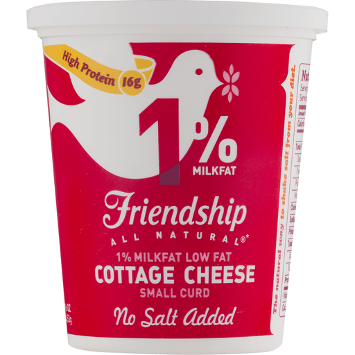 slide 4 of 9, Friendship Dairies Low Fat Small Curd 1% Milkfat No Salt Added Cottage Cheese, 16 oz