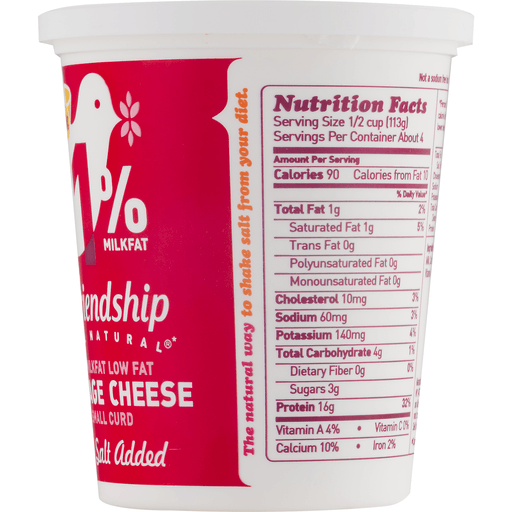 slide 6 of 9, Friendship Dairies Low Fat Small Curd 1% Milkfat No Salt Added Cottage Cheese, 16 oz