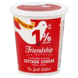 Friendship Dairies Low Fat Small Curd 1% Milkfat No Salt Added Cottage Cheese