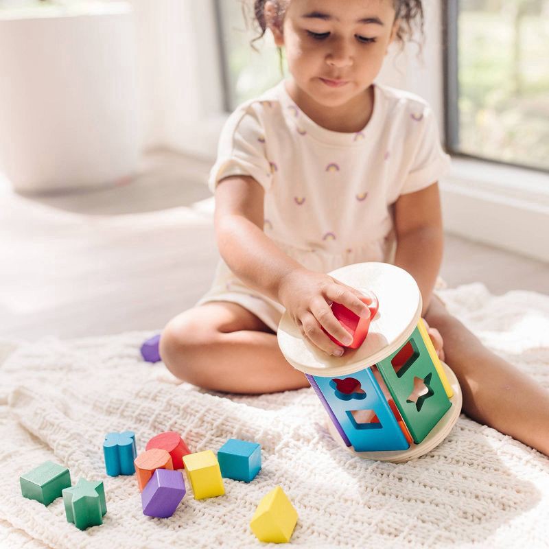 slide 2 of 9, Melissa & Doug Match And Roll Shape Sorter - Classic Wooden Toy, 1 ct