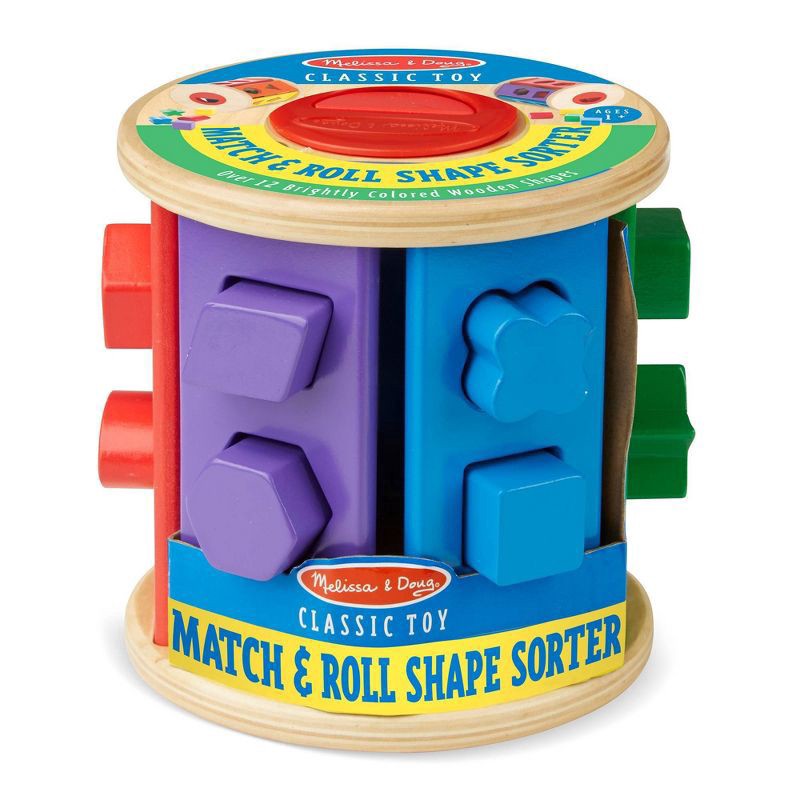 slide 3 of 9, Melissa & Doug Match And Roll Shape Sorter - Classic Wooden Toy, 1 ct