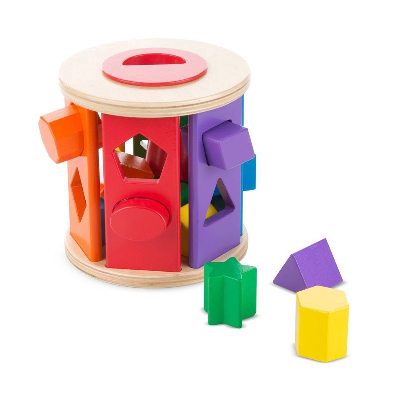 slide 1 of 9, Melissa & Doug Match And Roll Shape Sorter - Classic Wooden Toy, 1 ct