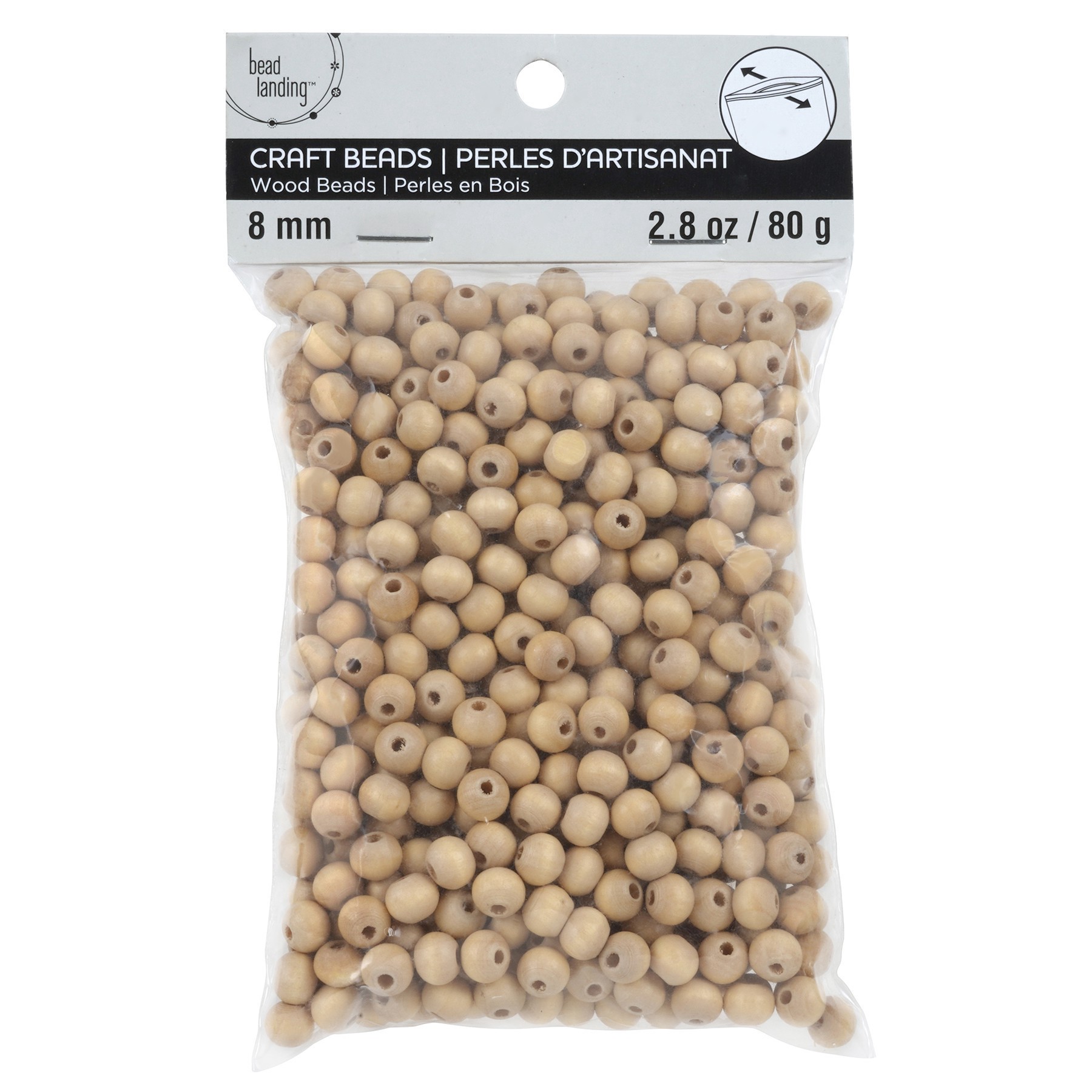 slide 2 of 4, 8mm Natural Wood Round Craft Beads By Bead Landing, 8mm