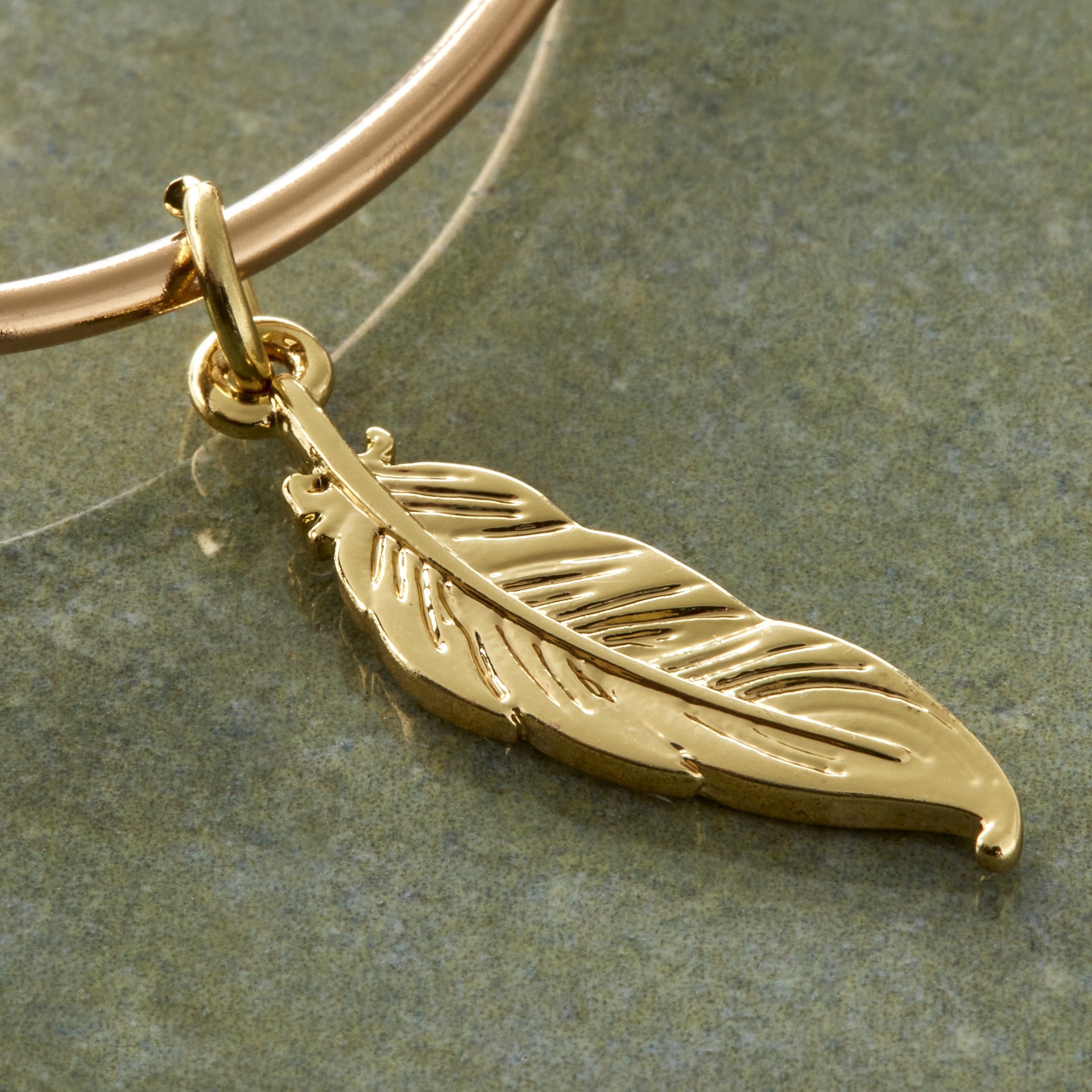 slide 3 of 3, Charmalong 14k Gold Plated Feather Charm By Bead Landing, 1.07 in x 0.26 in x 0.25 in