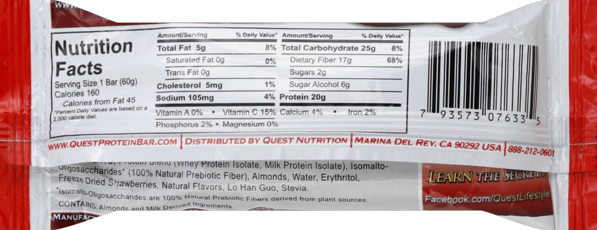 slide 6 of 6, Quest Protein Bar, Natural, Strawberry Cheesecake, 2.12 oz