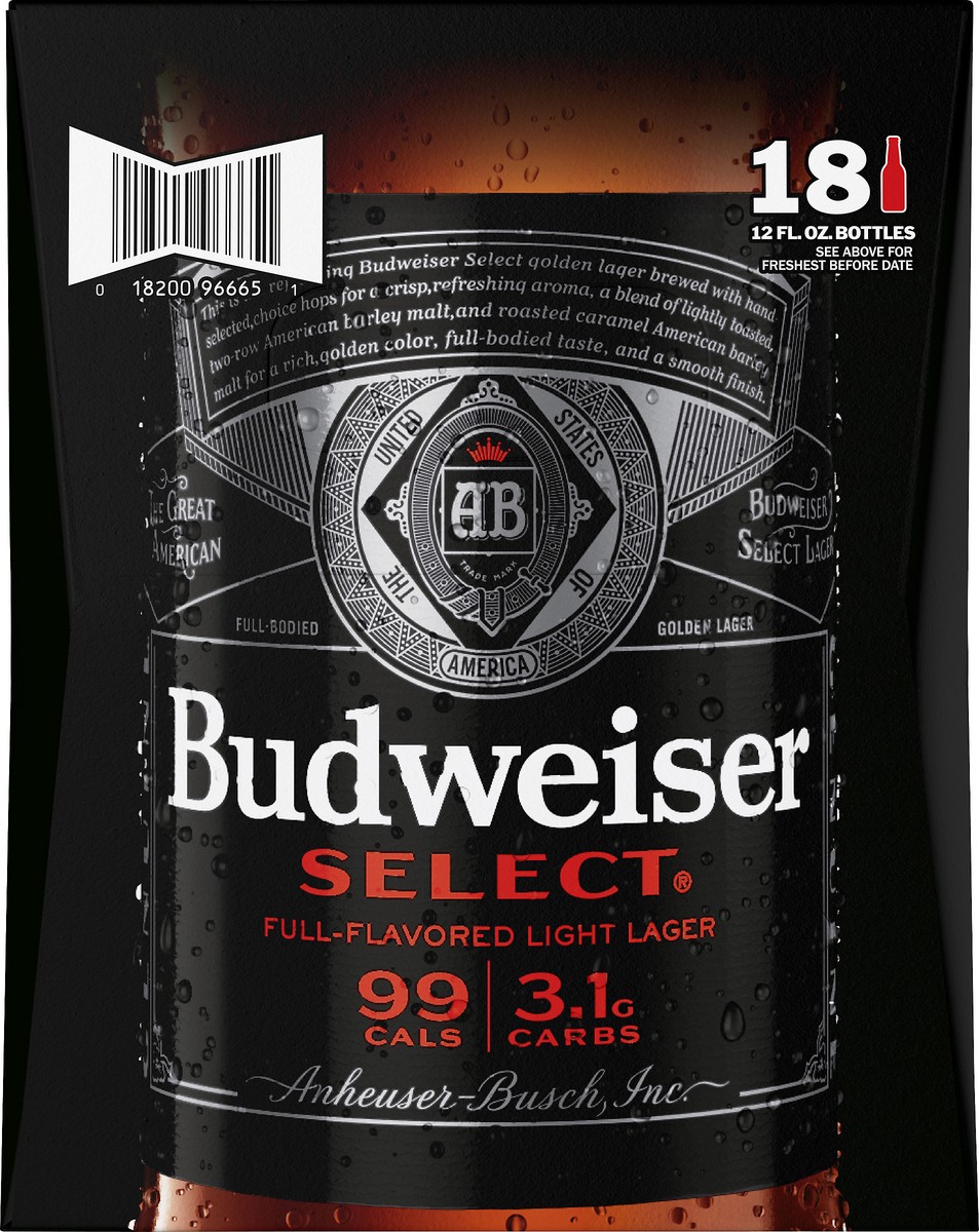 slide 6 of 8, Budweiser Select Golden Lager Beer 18 ea, 18 ct; 12 fl oz