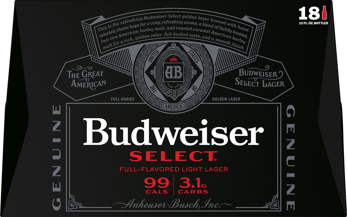 slide 2 of 8, Budweiser Select Golden Lager Beer 18 ea, 18 ct; 12 fl oz