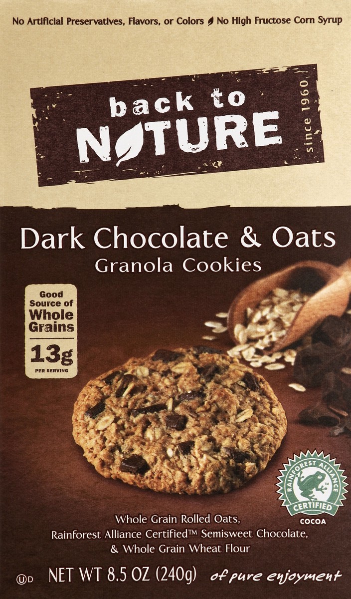 slide 4 of 4, Back to Nature Dark Chocolate & Oats Cookies, 8.5 oz