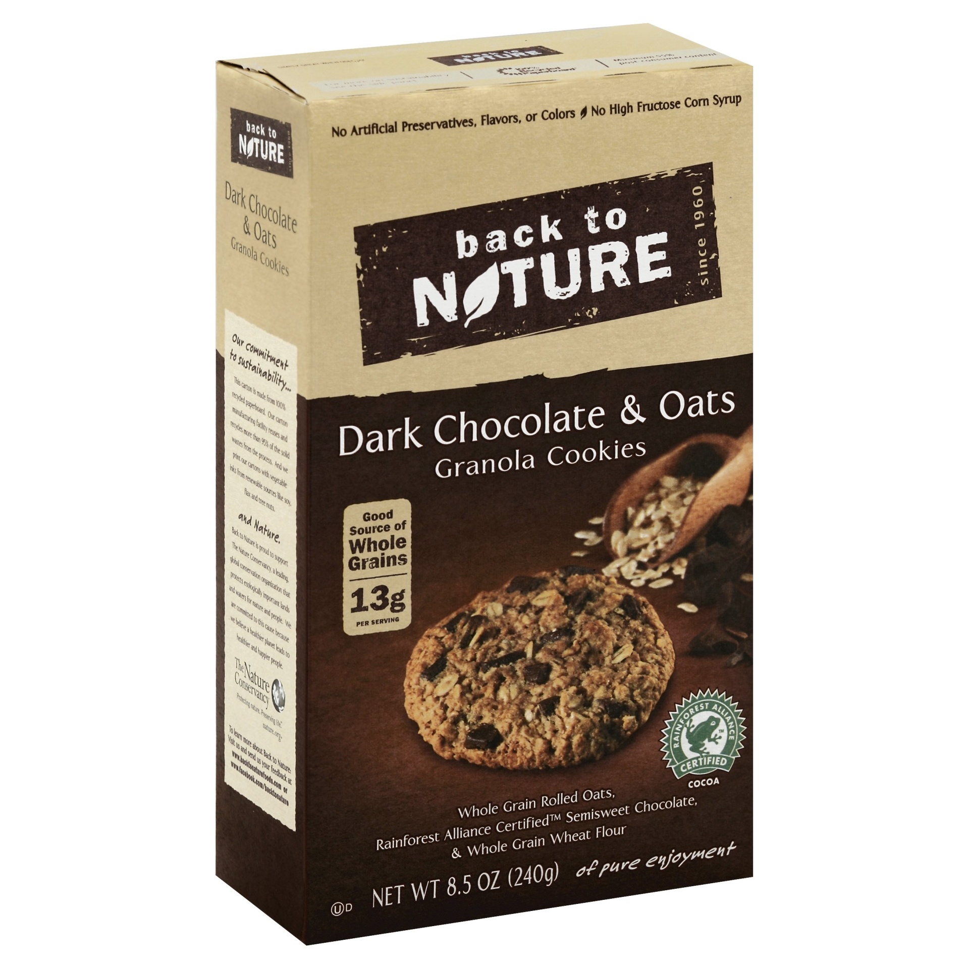 slide 1 of 4, Back to Nature Dark Chocolate & Oats Cookies, 8.5 oz
