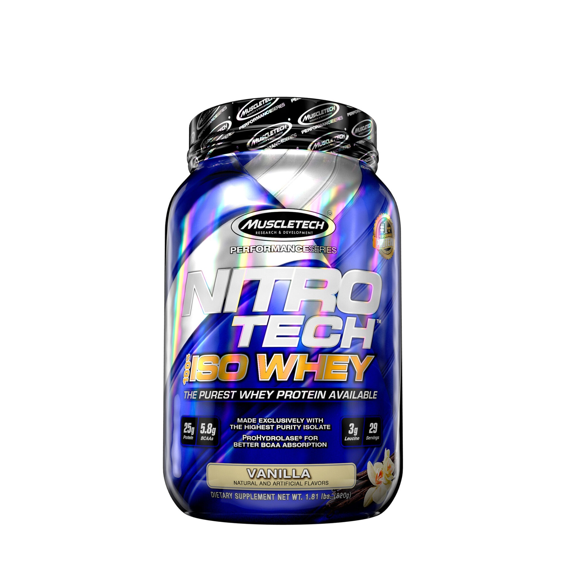 slide 1 of 1, MuscleTech Nitro Tech 100% Iso Whey - Vanilla, 1.8 lb