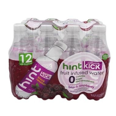 slide 1 of 1, hint Caffeine Kick Unsweet Black Raspberry Water, 6 ct; 16 fl oz