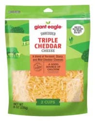Giant Eagle Cheese, Shredded, Triple Cheddar