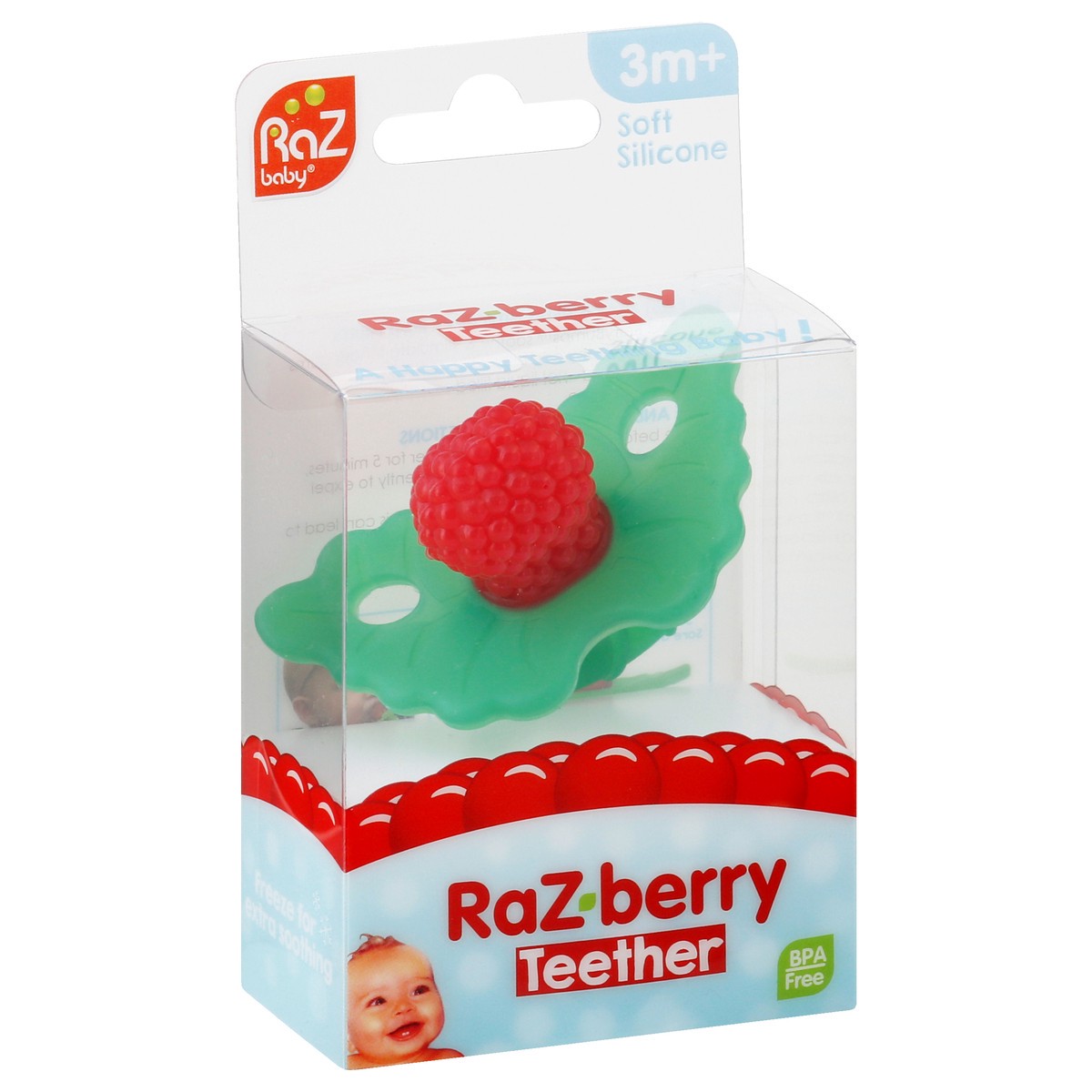 slide 2 of 9, RaZbaby Soft Silicone Raz-Berry Teether 1 ea, 1 ct