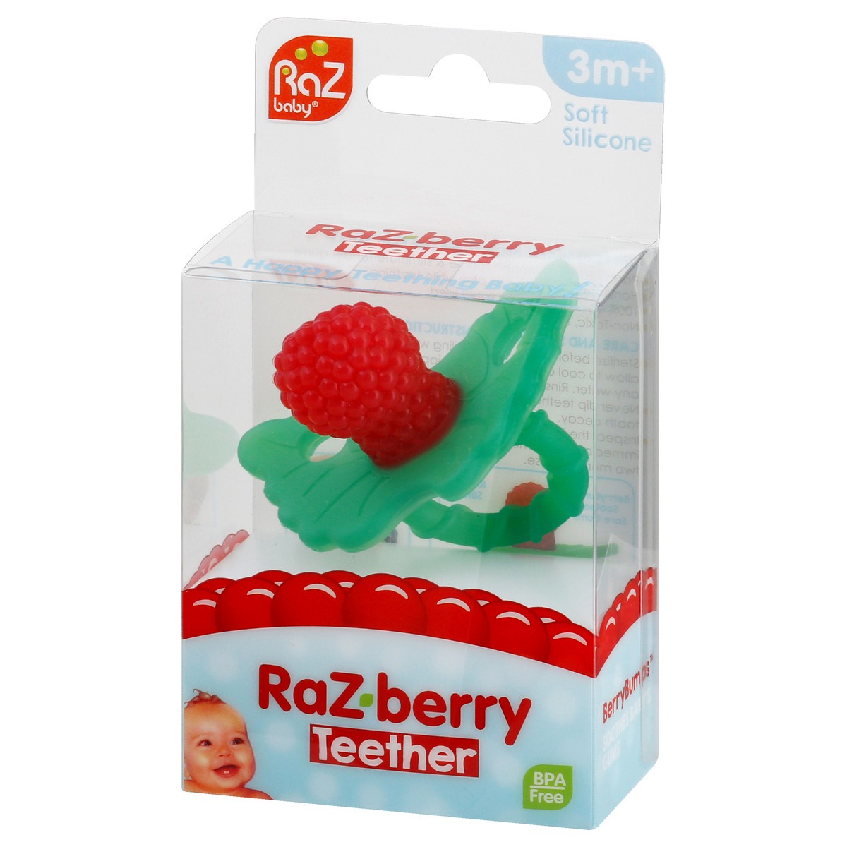 slide 3 of 9, RaZbaby Soft Silicone Raz-Berry Teether 1 ea, 1 ct