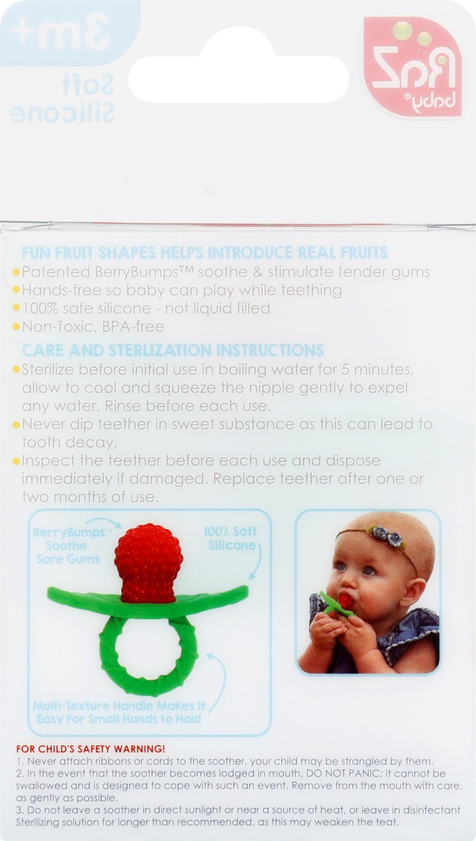 slide 6 of 9, RaZbaby Soft Silicone Raz-Berry Teether 1 ea, 1 ct