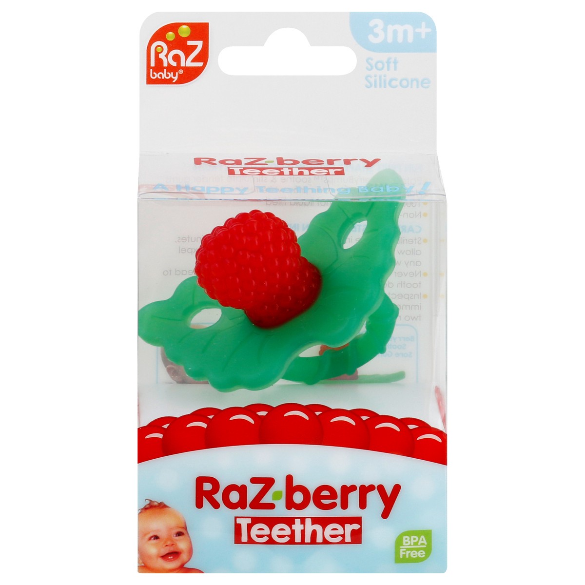 slide 1 of 9, RaZbaby Soft Silicone Raz-Berry Teether 1 ea, 1 ct