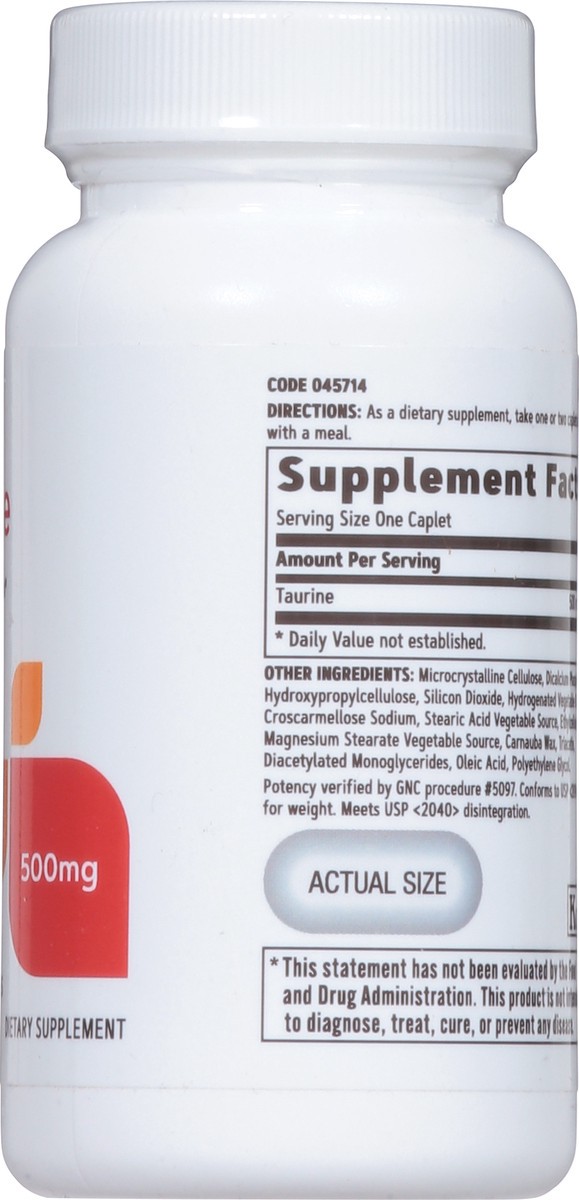 slide 8 of 9, GNC Taurine 500 mg, 50 ct