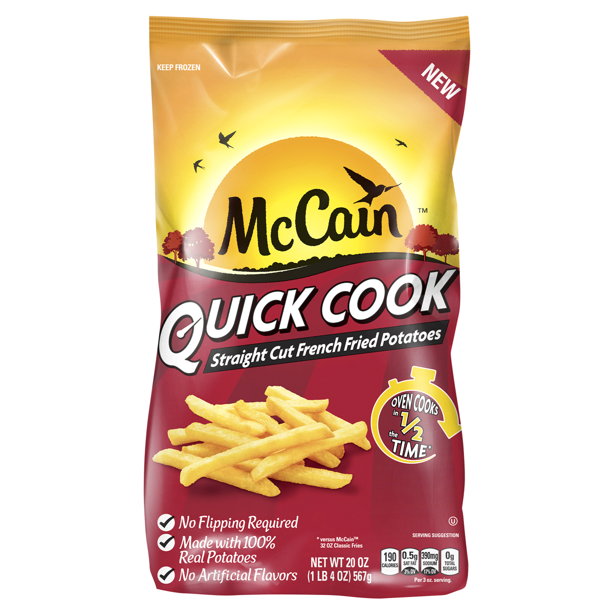 slide 1 of 9, McCain Quick Cook Straight Cut French Fries, 20 oz (Frozen Potatoes), 20 oz