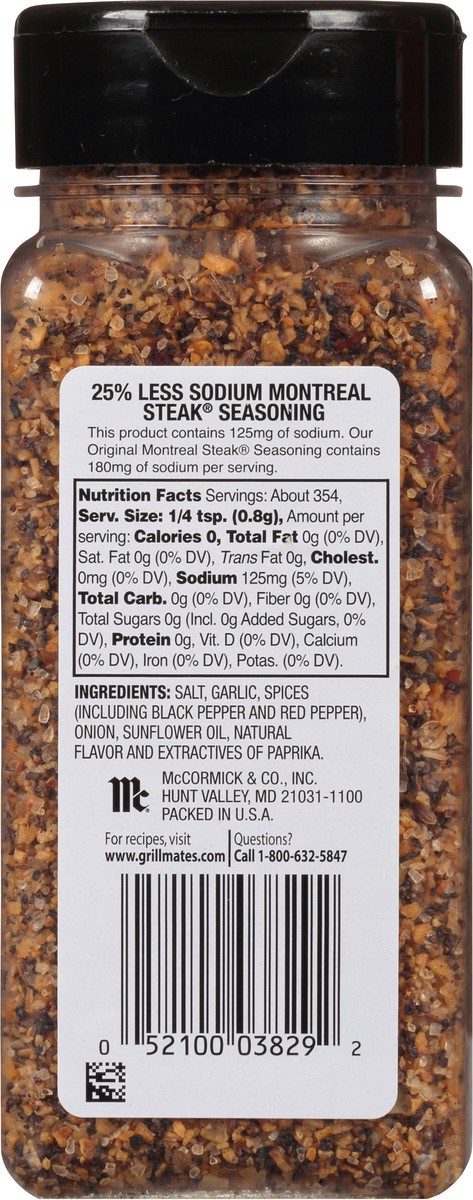 McCormick Grill Mates 25% Less Sodium Montreal Steak Seasoning