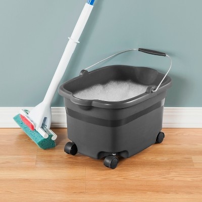 slide 1 of 3, Sterilite Wheeled Bucket Flat Gray, 20 qt