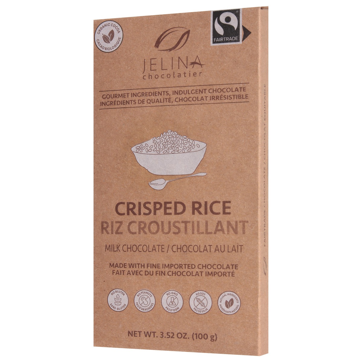 slide 3 of 14, Jelina Chocolatier Crisped Rice Milk Chocolate 3.52 oz, 3.35 oz
