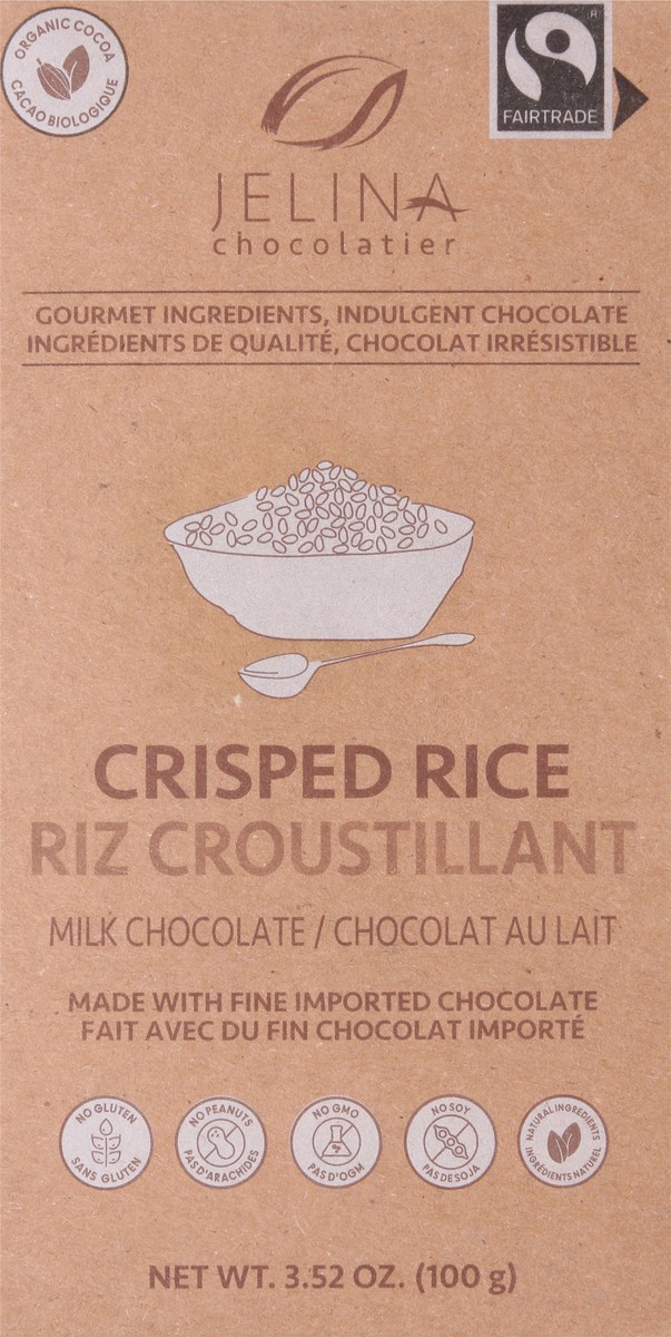 slide 13 of 14, Jelina Chocolatier Crisped Rice Milk Chocolate 3.52 oz, 3.35 oz