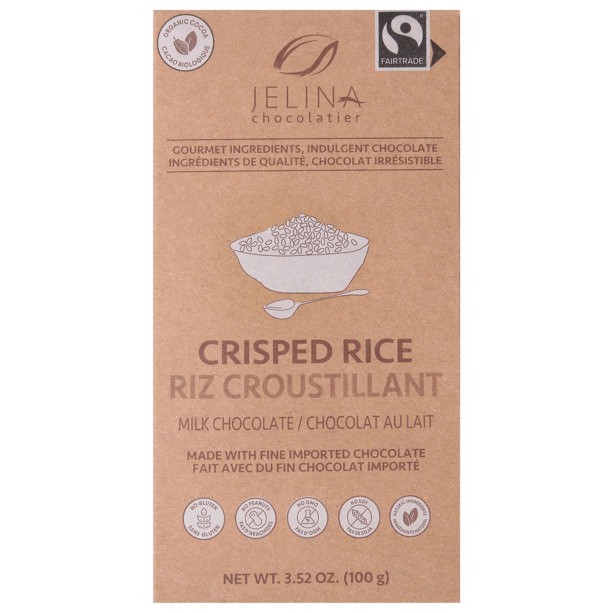 slide 5 of 14, Jelina Chocolatier Crisped Rice Milk Chocolate 3.52 oz, 3.35 oz