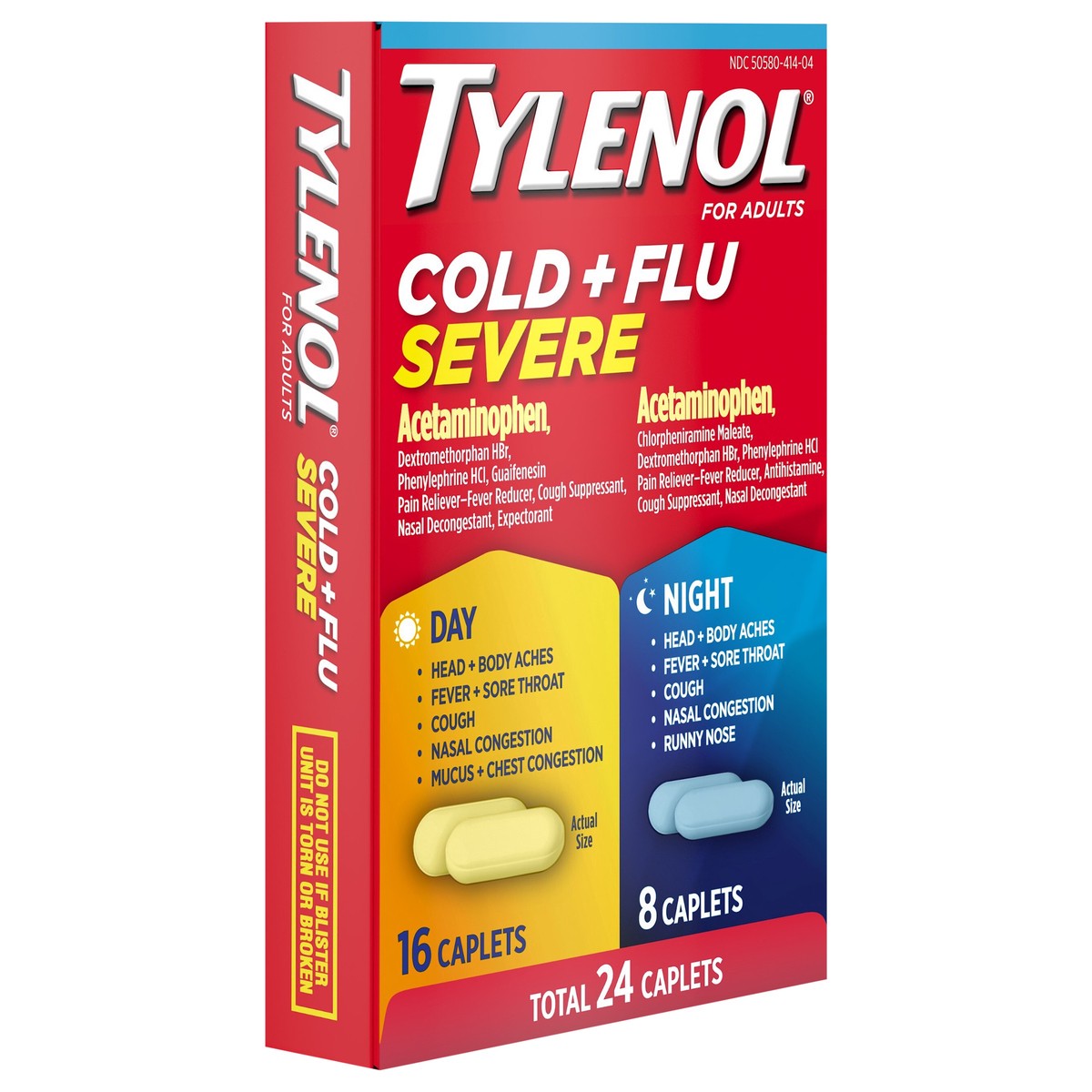 slide 5 of 9, Tylenol Cold+Flu Severe Day/Night Caplets - Acetaminophen - 24ct, 24 ct