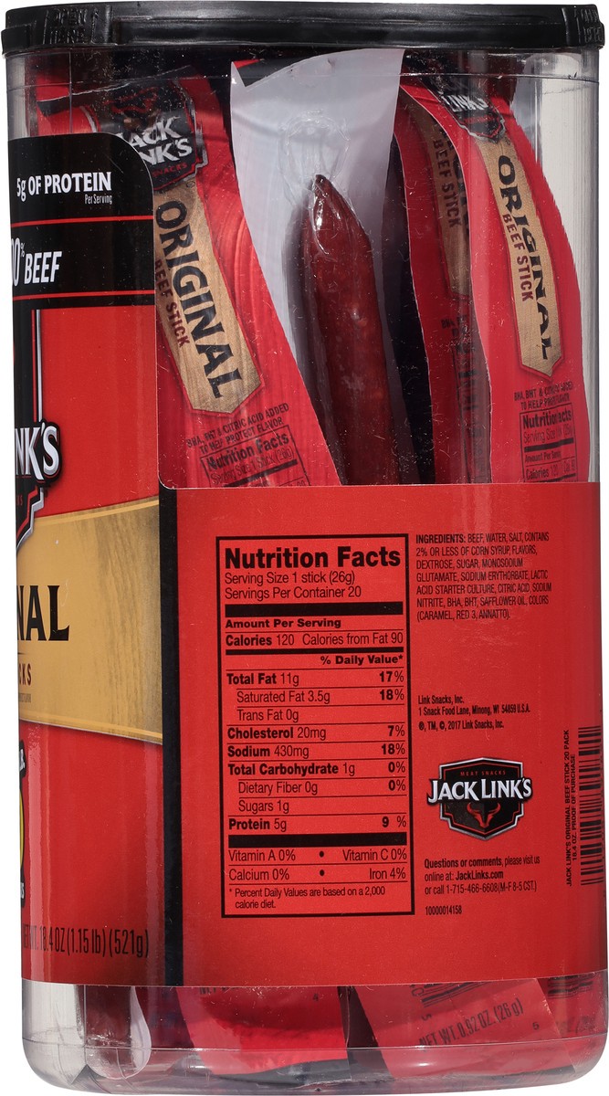 slide 8 of 9, Jack Link's Original Beef Sticks 20 - 0.92 oz Each, 18.4 oz