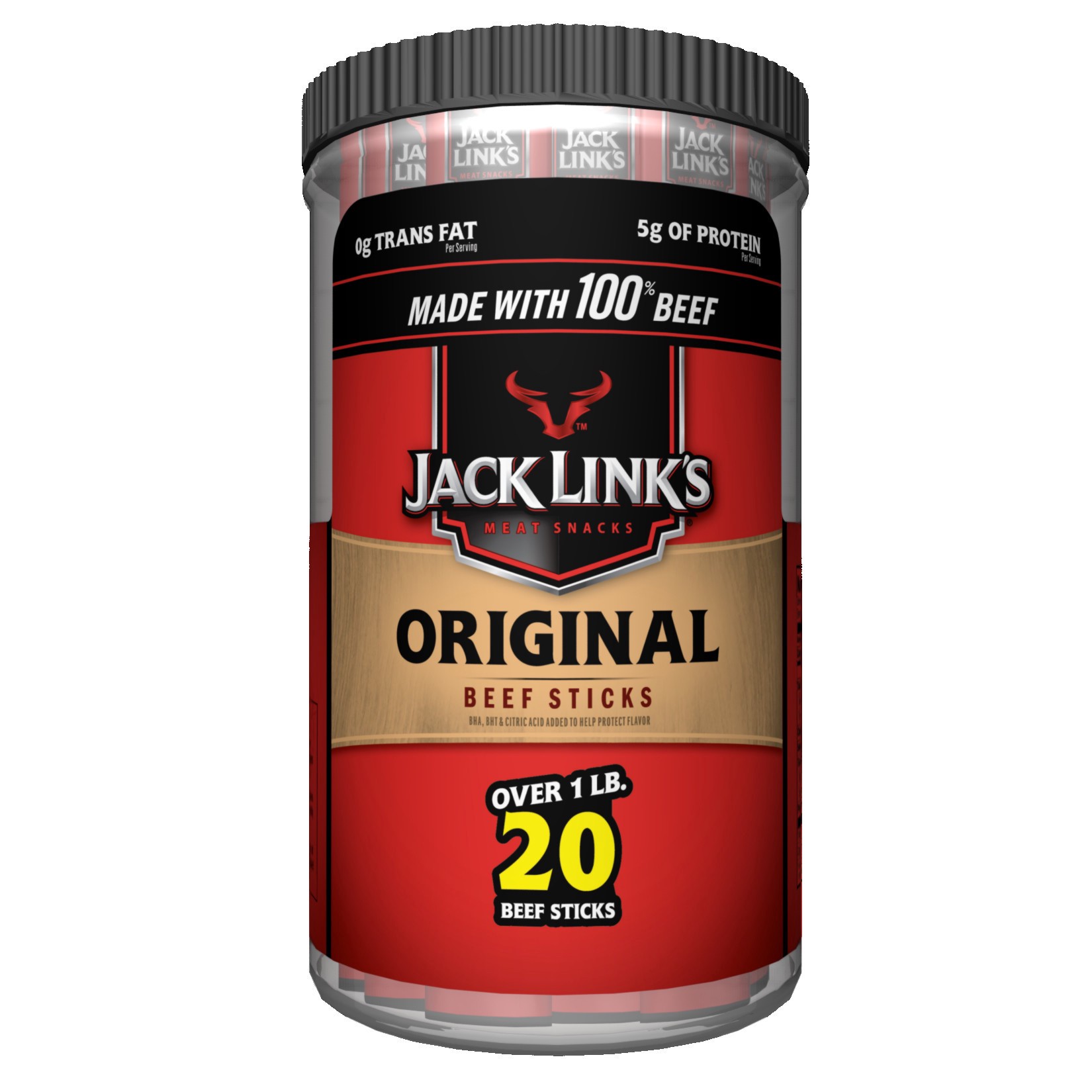 slide 1 of 9, Jack Link's Original Beef Stick, 18.40 ounce, pack of 20, 18.4 oz