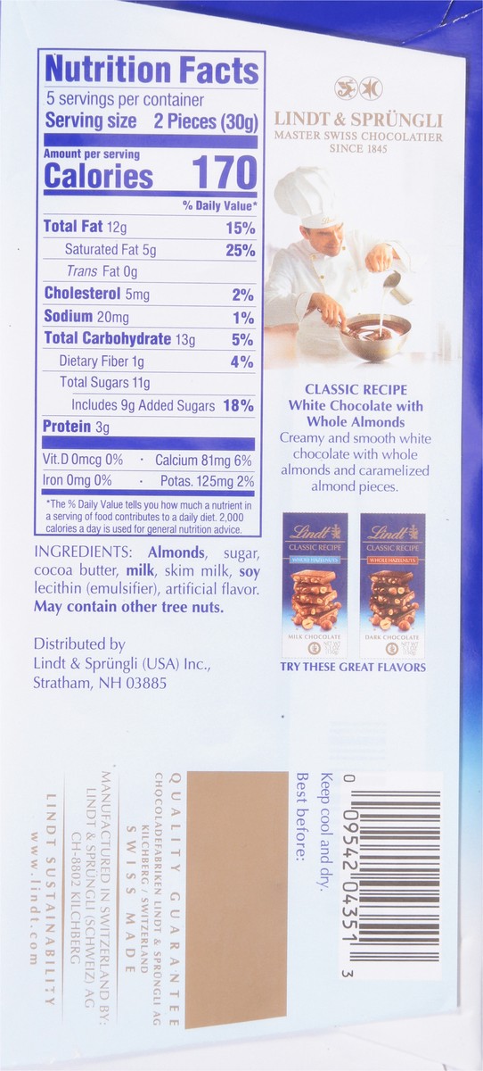 slide 4 of 9, Lindt Classic Recipe Whole Almonds White Chocolate 5.3 oz, 5.3 oz