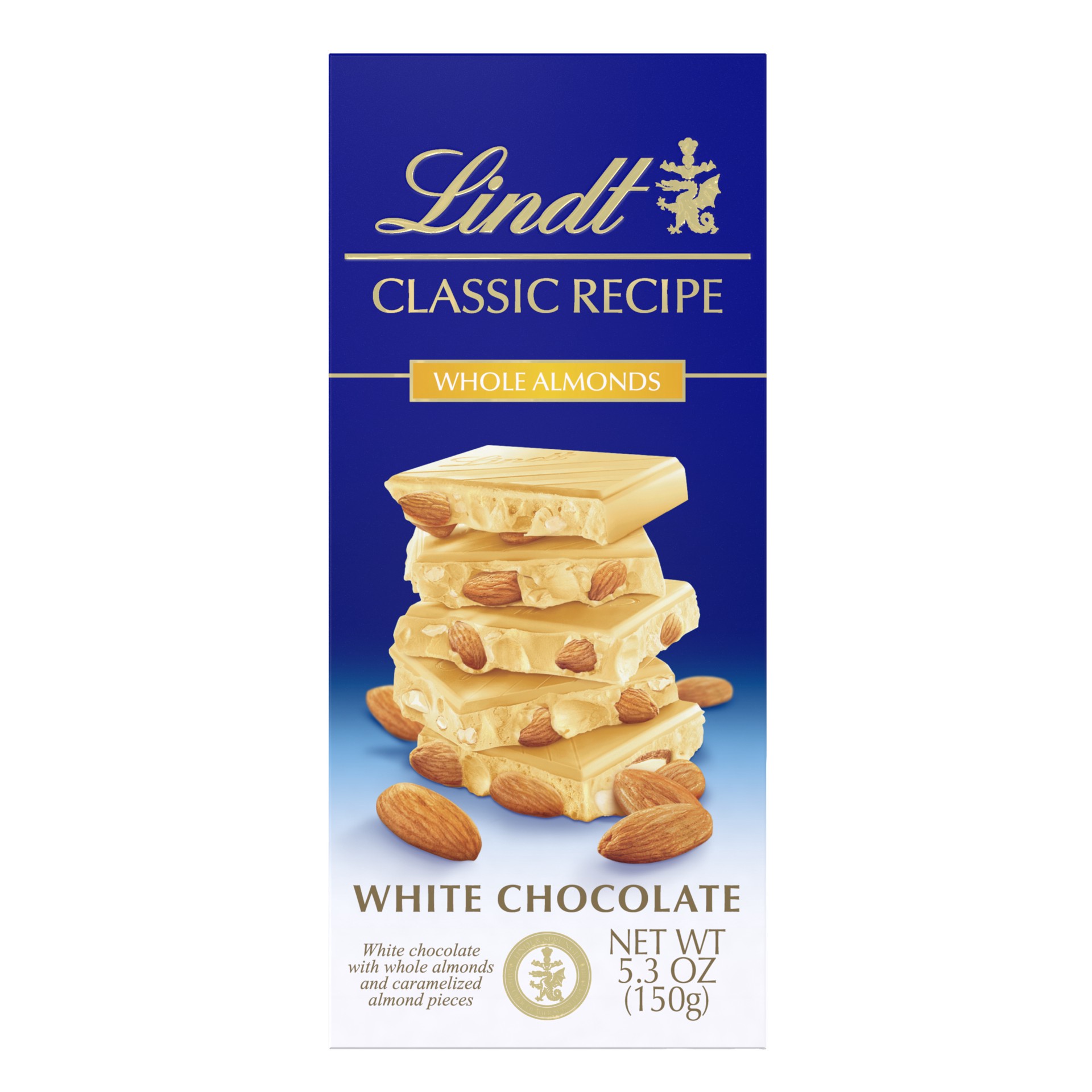 slide 1 of 9, Lindt Classic Recipe Whole Almonds White Chocolate 5.3 oz, 5.3 oz