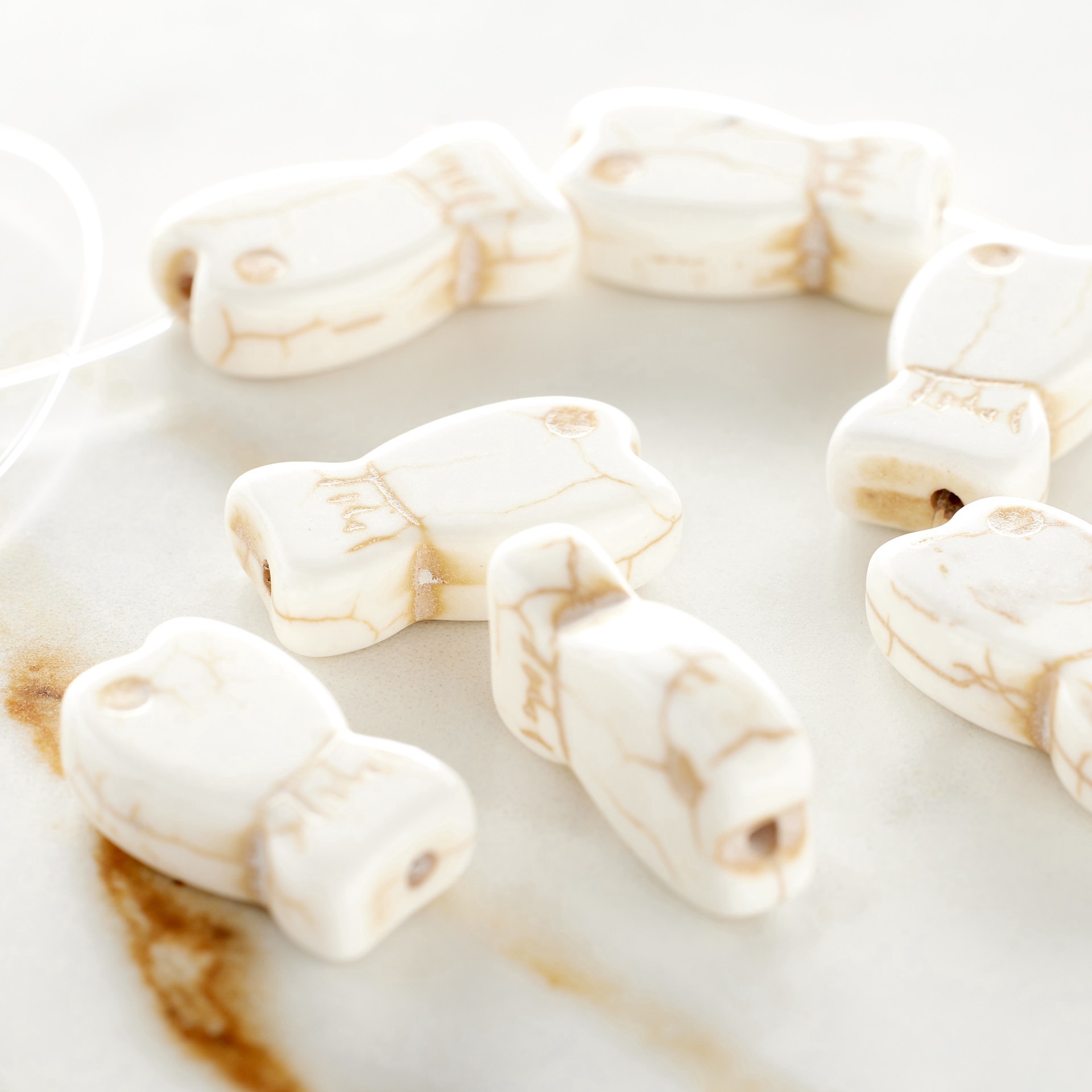 slide 2 of 3, White Howlite Fish Beads By Bead Landing, 20mm, 20 mm