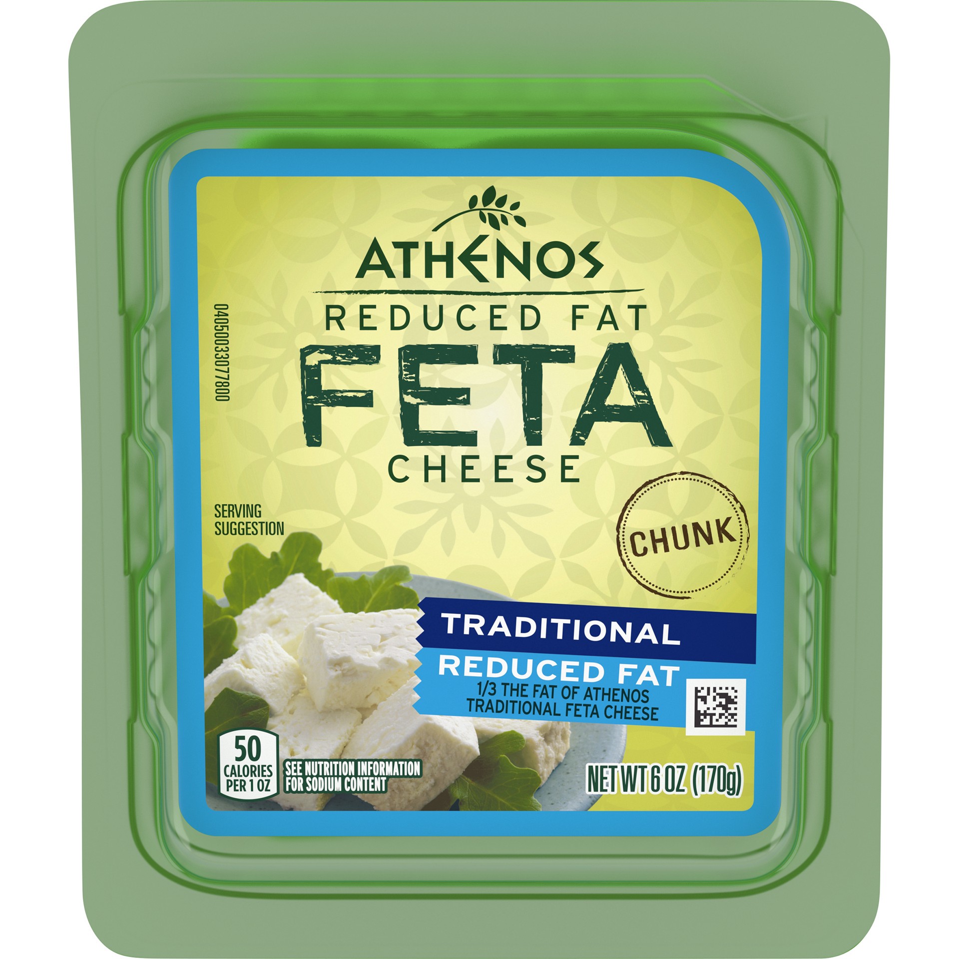 slide 1 of 6, Athenos Traditional Feta Cheese Chunk with Reduced Fat, 6 oz Tub, 6 oz