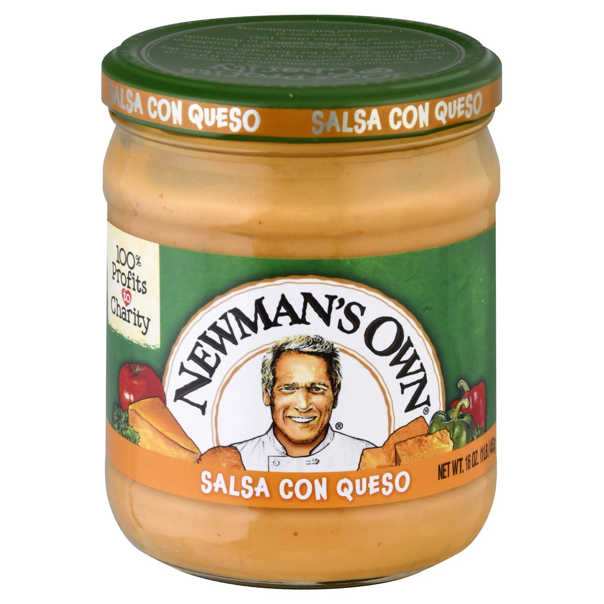 slide 1 of 9, Newman's Own Salsa Con Queso 16 oz, 16 oz