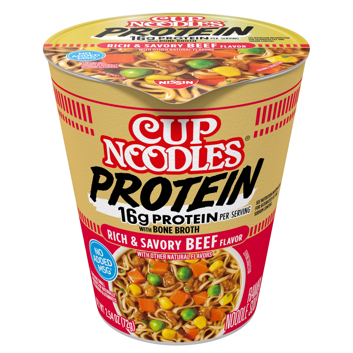 slide 1 of 1, Cup Noodles Protein Rich & Savory Beef Flavor Ramen Noodle Soup 2.54 oz, 2.54 oz