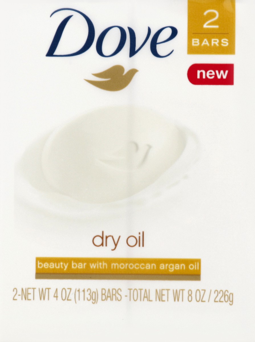 slide 2 of 6, Dove Dry Oil Beauty Bar with Argan Oil, 2 ct; 4 oz