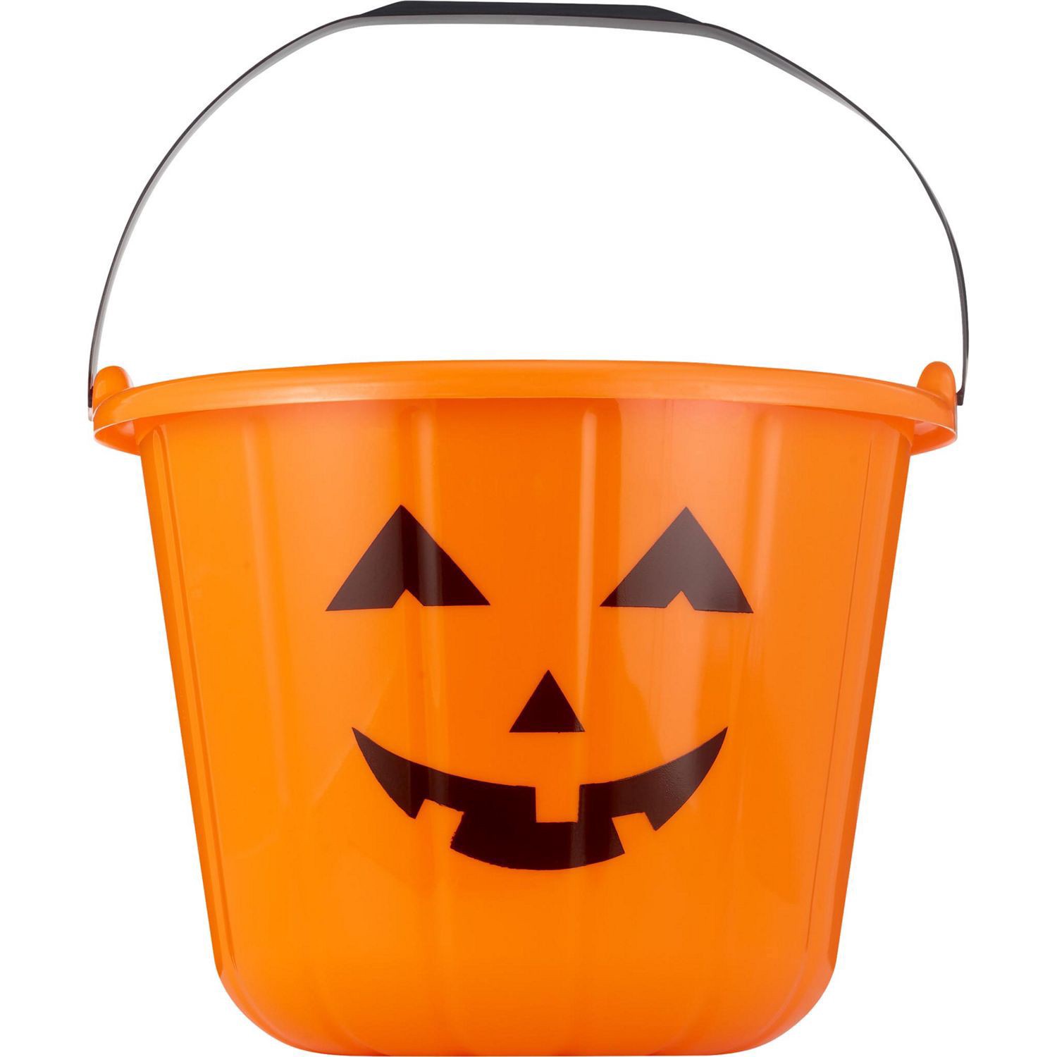 slide 1 of 1, SPOOKY VILLAGE Large Pumpkin Bucket W/ Spooky Faces, 1 ct