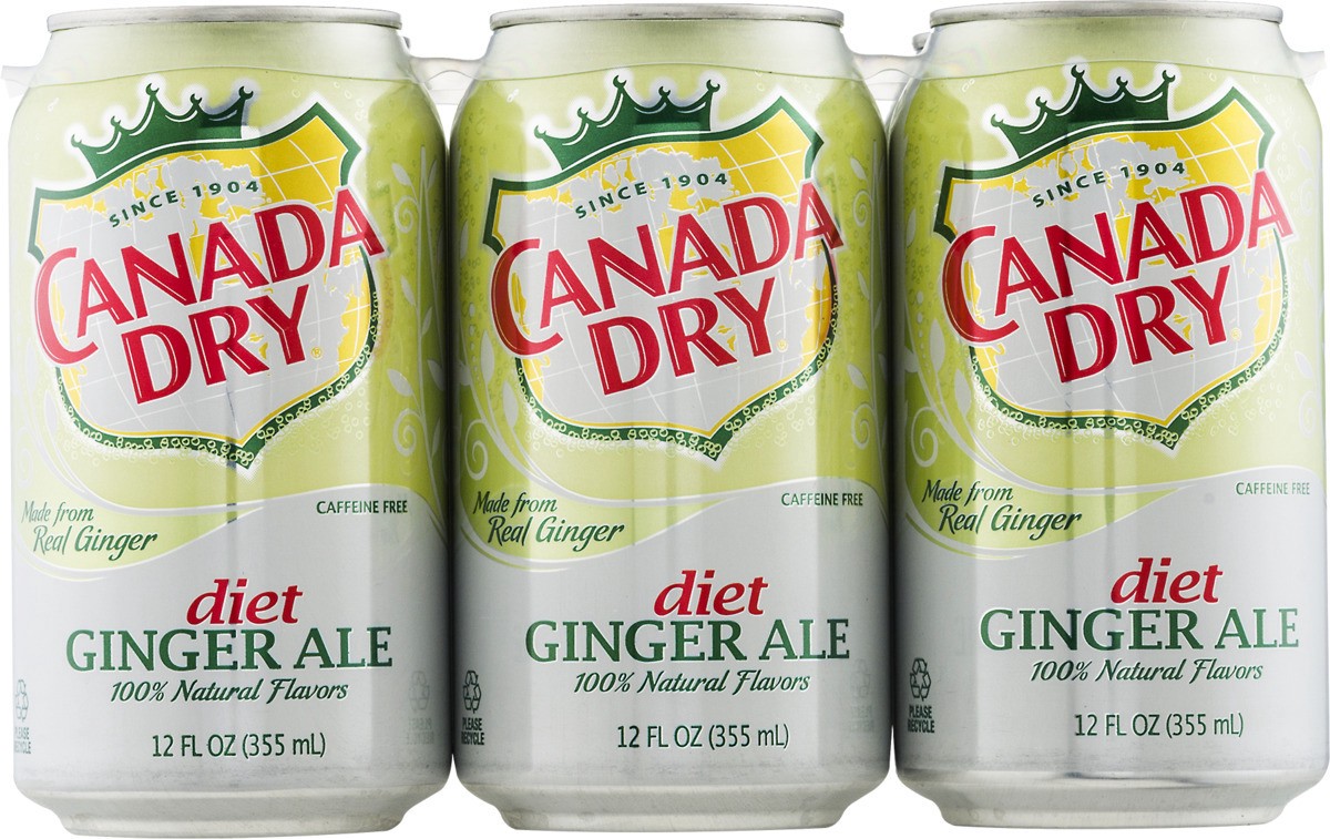 slide 8 of 9, Canada Dry Zero Sugar Ginger Ale Soda, 12 fl oz cans, 6 pack, 6 ct; 12 fl oz