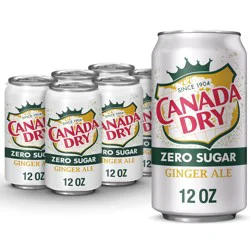 Canada Dry Zero Sugar Ginger Ale Soda- 6 ct