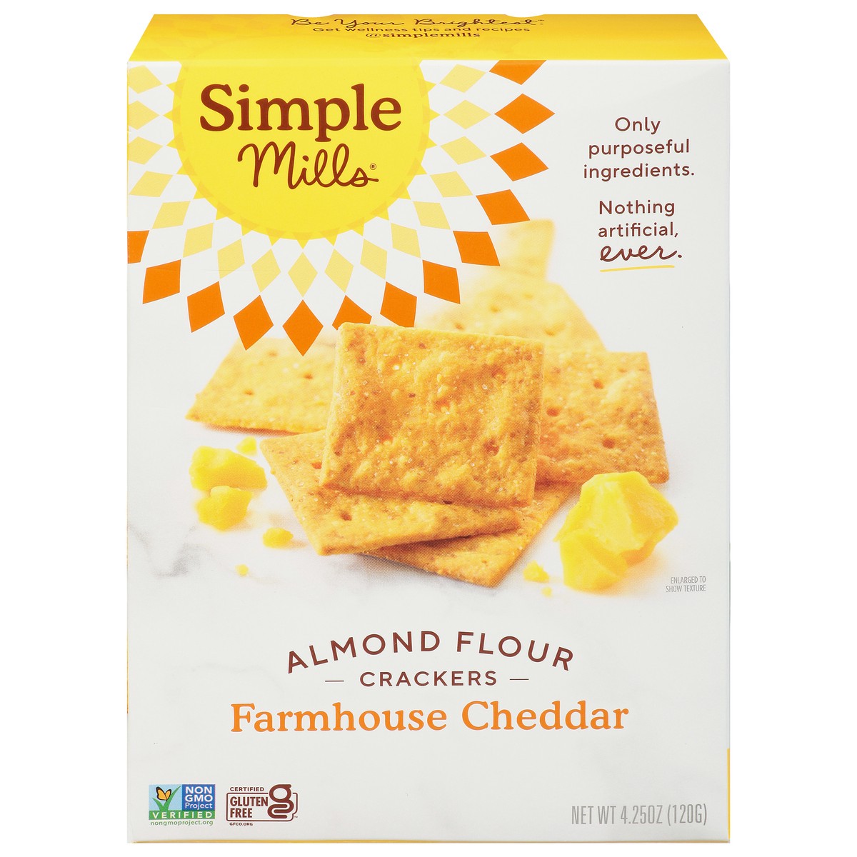 slide 1 of 1, Simple Mills Farmhouse Cheddar Almond Flour Crackers, 4.25 oz