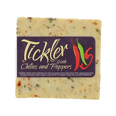 slide 1 of 1, Tickler Cheddar Cheese with Chilies & Pepper, per lb