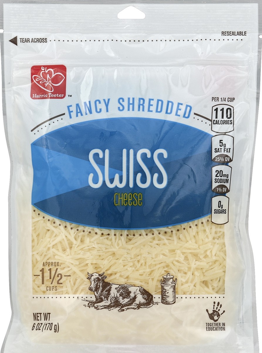 slide 2 of 3, Harris Teeter Fancy Shredded Aged Swiss Cheese, 6 oz